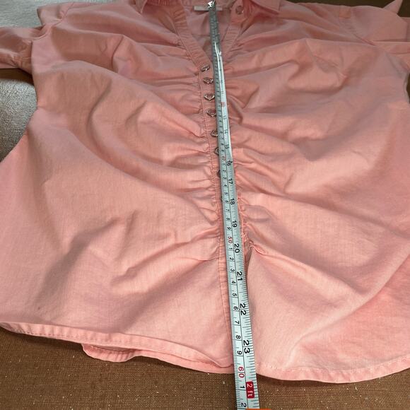 Y2K New York and Co pink button up office siren mean girls ruched size M - Picture 8 of 9